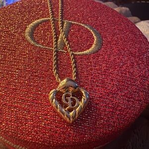 Dior Gold Heart Pendant Necklace